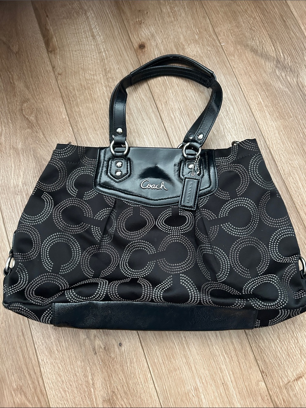 Coach Black Circle-Pattern Tote
